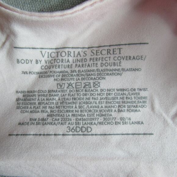 Victorias Secret Bra Size 36DDD Pink Body by Victoria Lined Perfect Coverage - Picture 5 of 6
